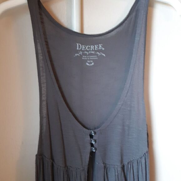 DECREE Vintage Deadstock Y2k GRAY LACE TRIMMED FLOWY BOHO TUNIC TOP M - Picture 5 of 6